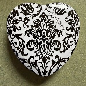 Brighton Heart Shaped Tin Black/White 3.5"x3.5"